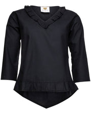 Blusa medieval en algodón modelo Josefina, color negro