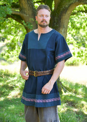 Túnica medieval en algodón modelo Egil, color azul