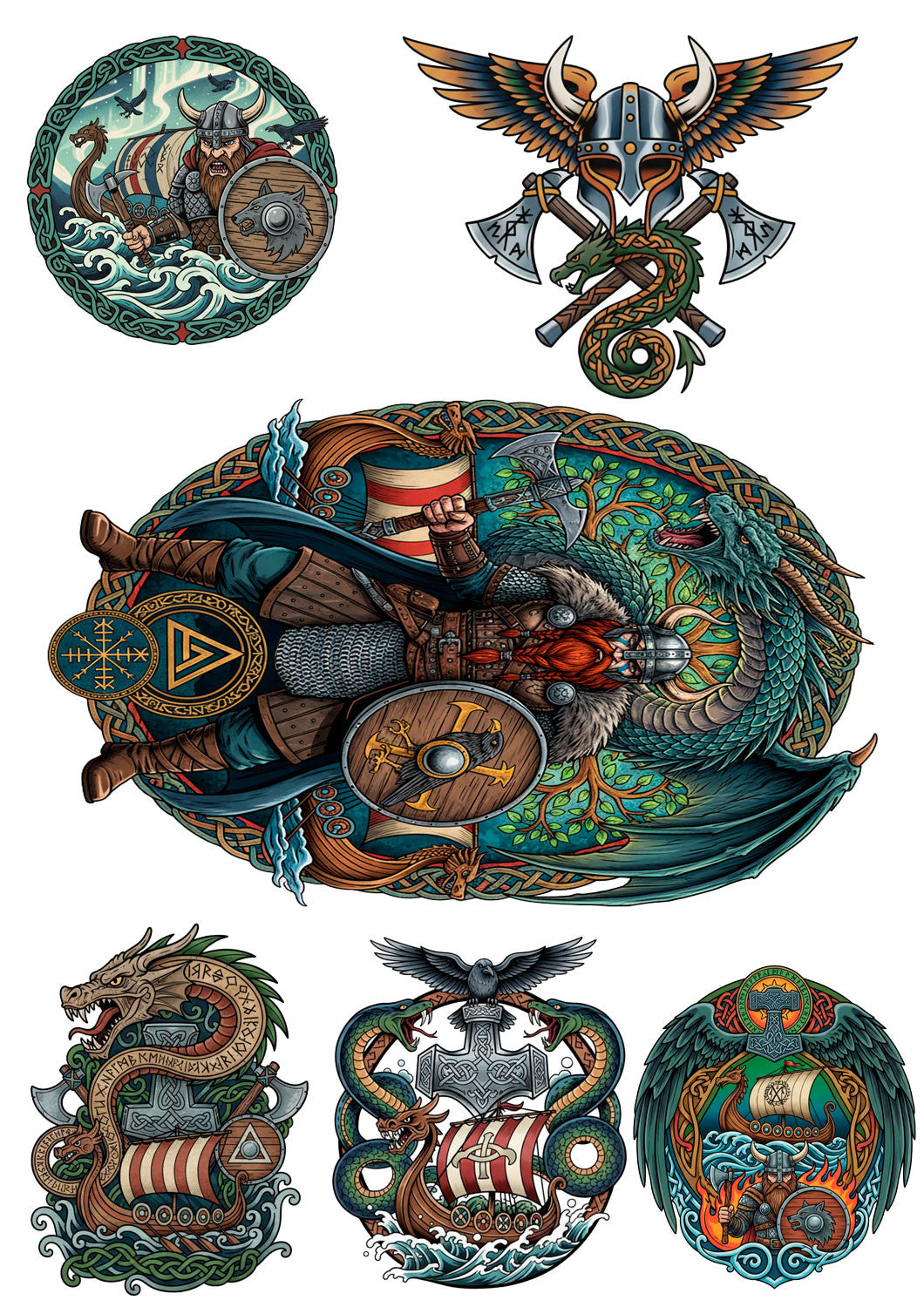 Tatuaje temporal Temática de los Vikingos, a color