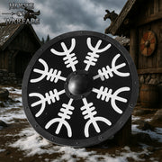 Escudo vikingo redondo de madera modelo Aegishjalmur