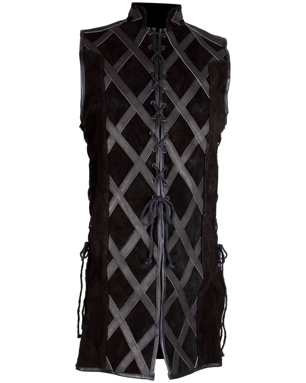Chaleco medieval en piel de ante modelo Cahir, color negro