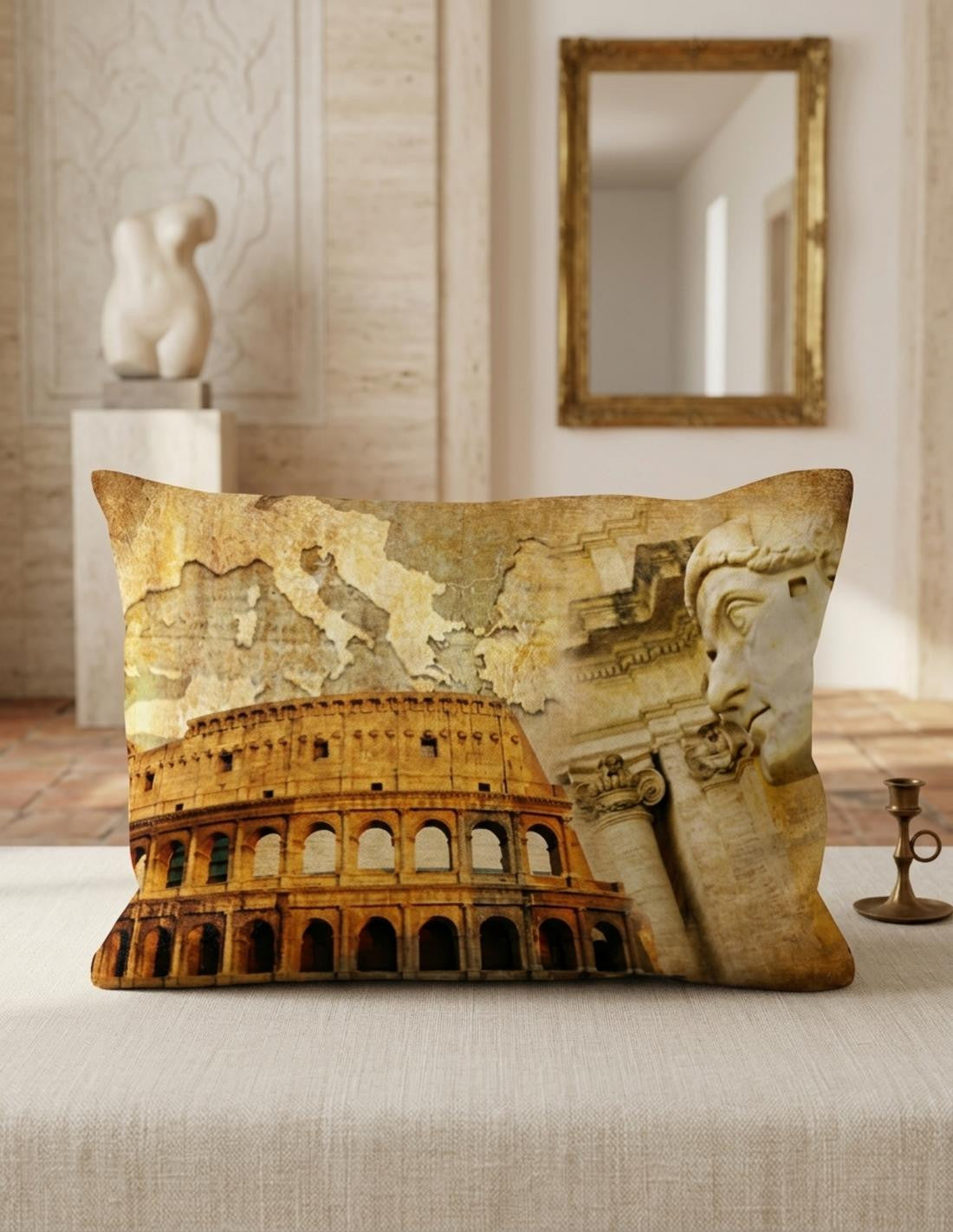 Cojín Rectangular Emperador Romano junto a Coliseo