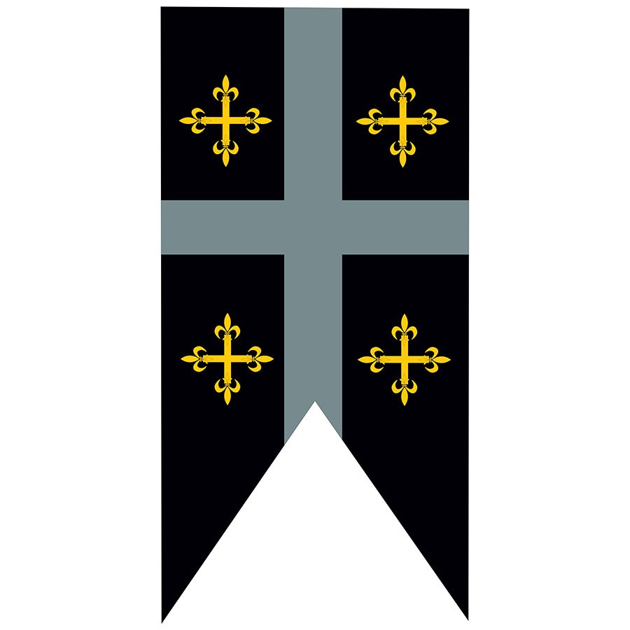 Estandarte medieval cuartelado cruces templarias