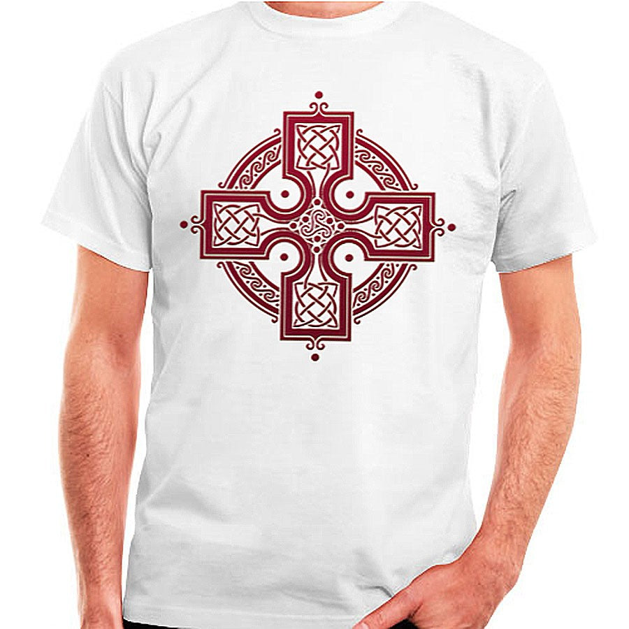 Camiseta blanca Cruz Celta, manga corta