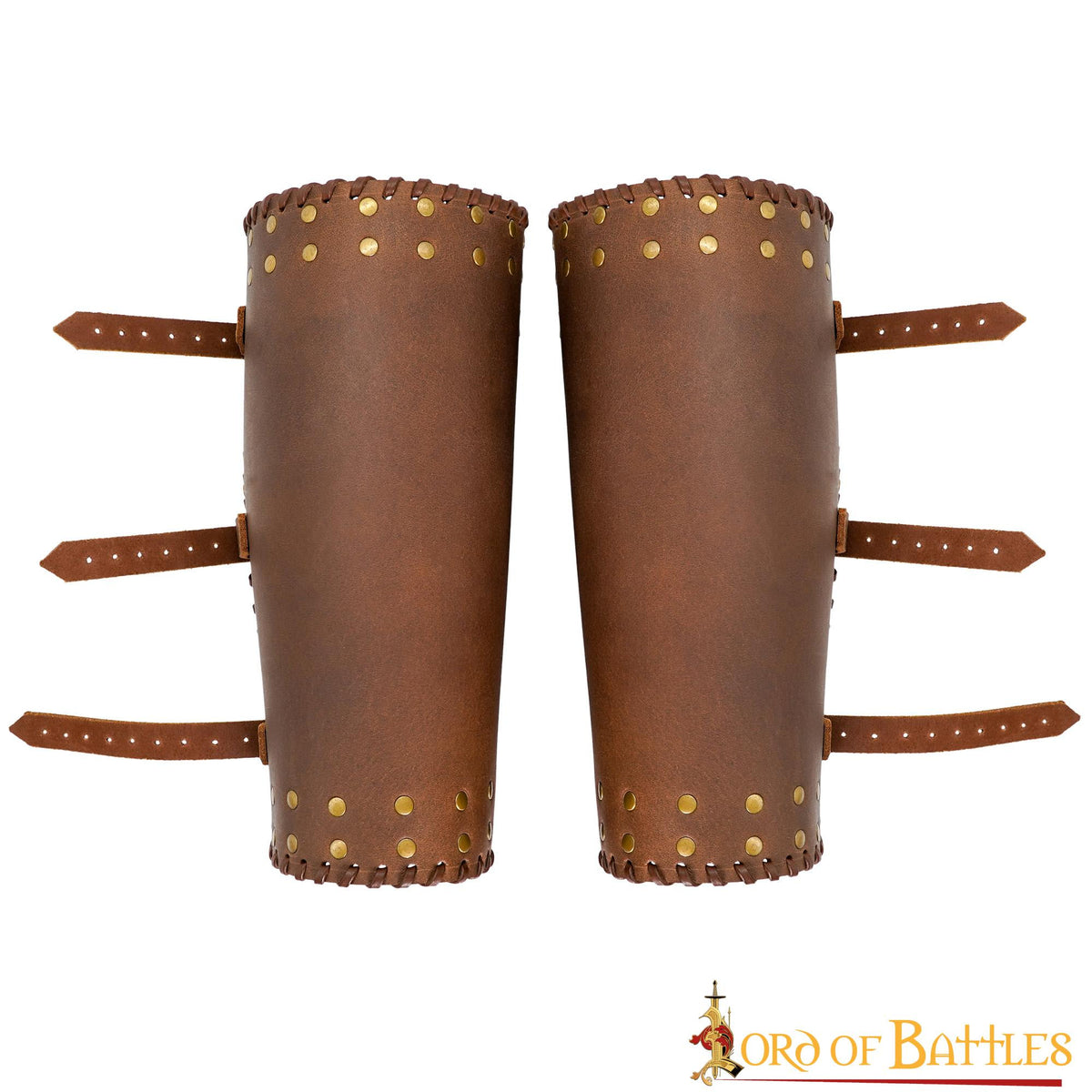 Grebas vikingas cuero marrón genuino con tachuelas