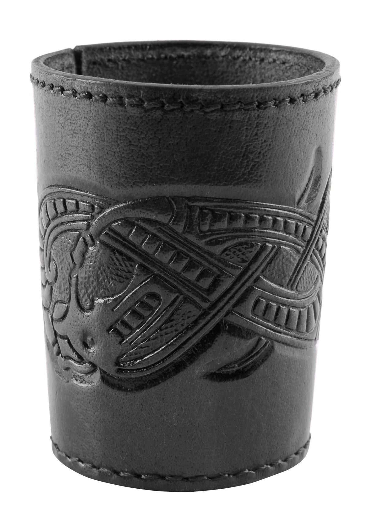Vaso para dados de cuero con diseño Dragón en relieve