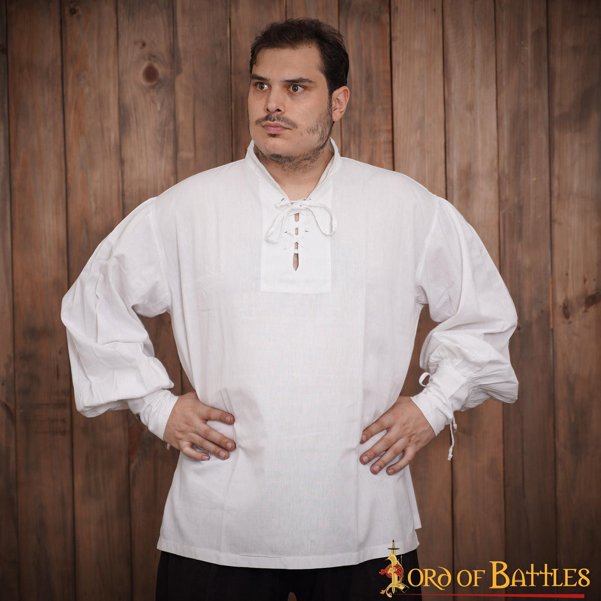 Camisa pirata clásica o renacentista, algodón blanco