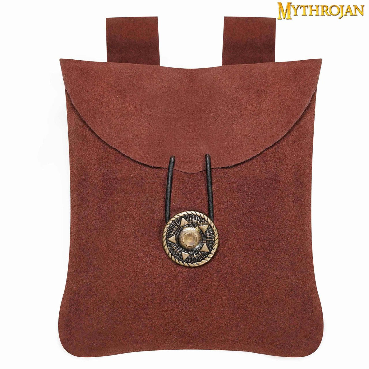 Bolsa medieval, tipo riñonera, en cuero de gamuza (13,9x12,9 cm.)