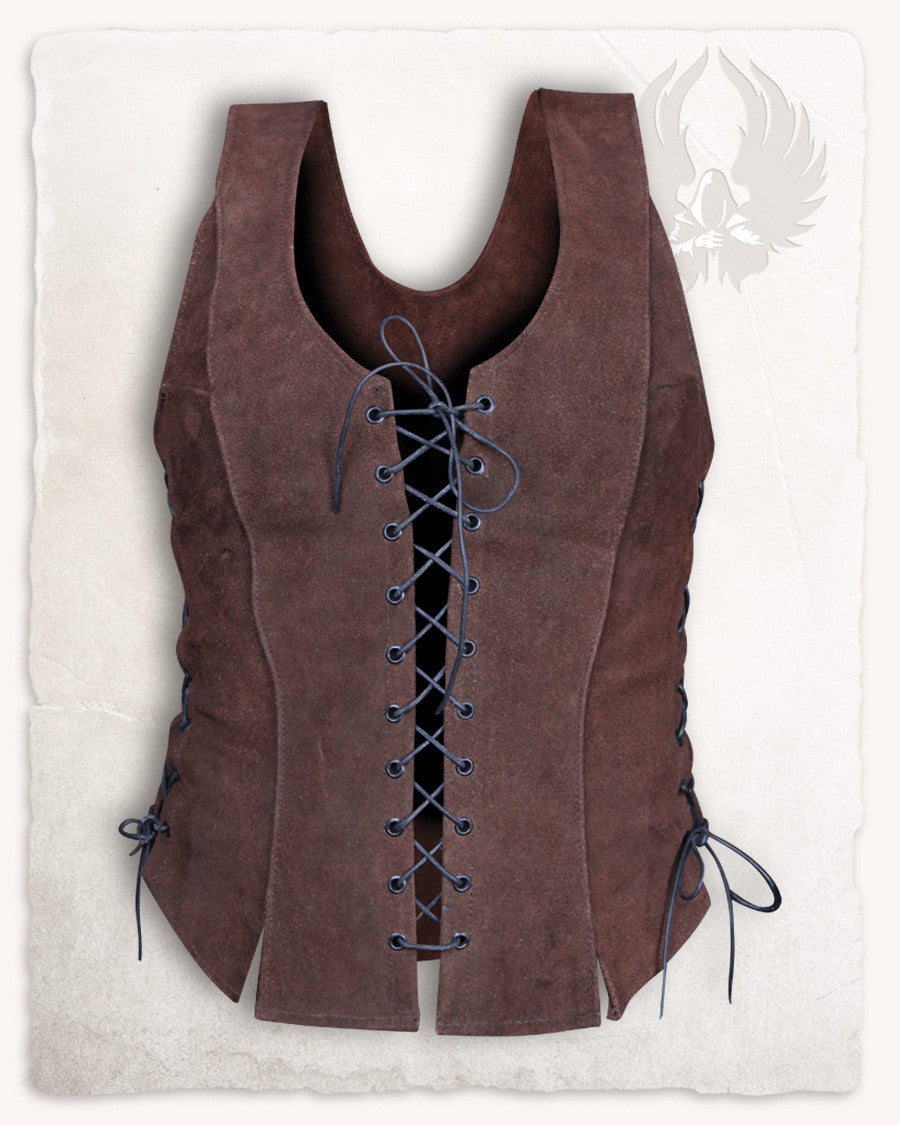 Corpiño medieval de piel modelo Caty, marrón