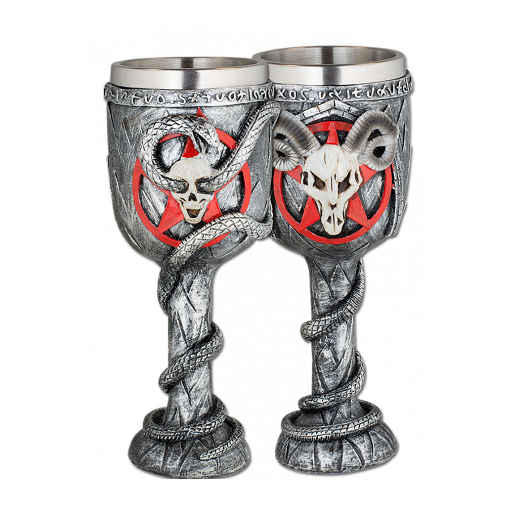 Copa medieval cráneo carnero gótico demoníaco (18,5 cm.)