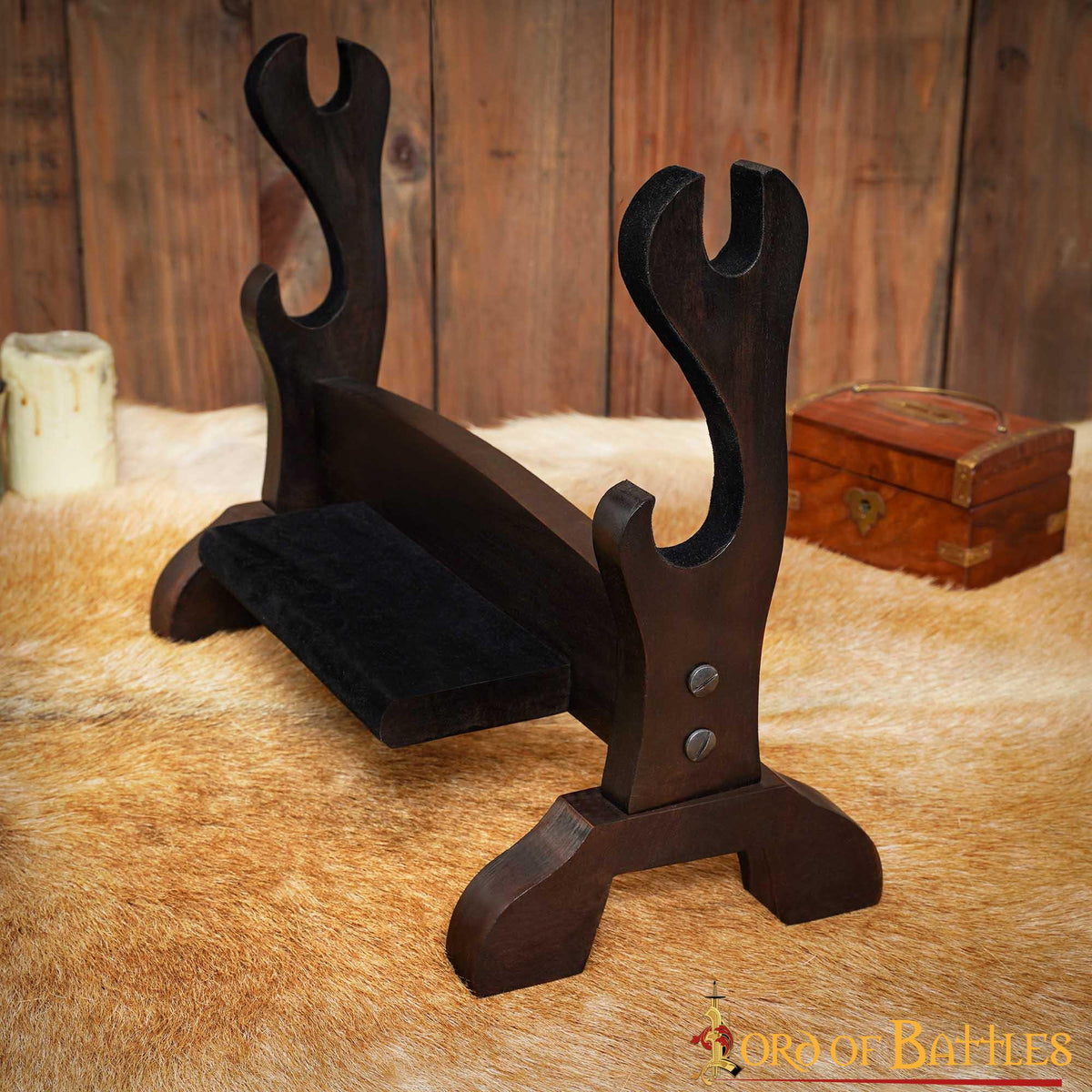 Soporte madera de mesa dos niveles, para espadas