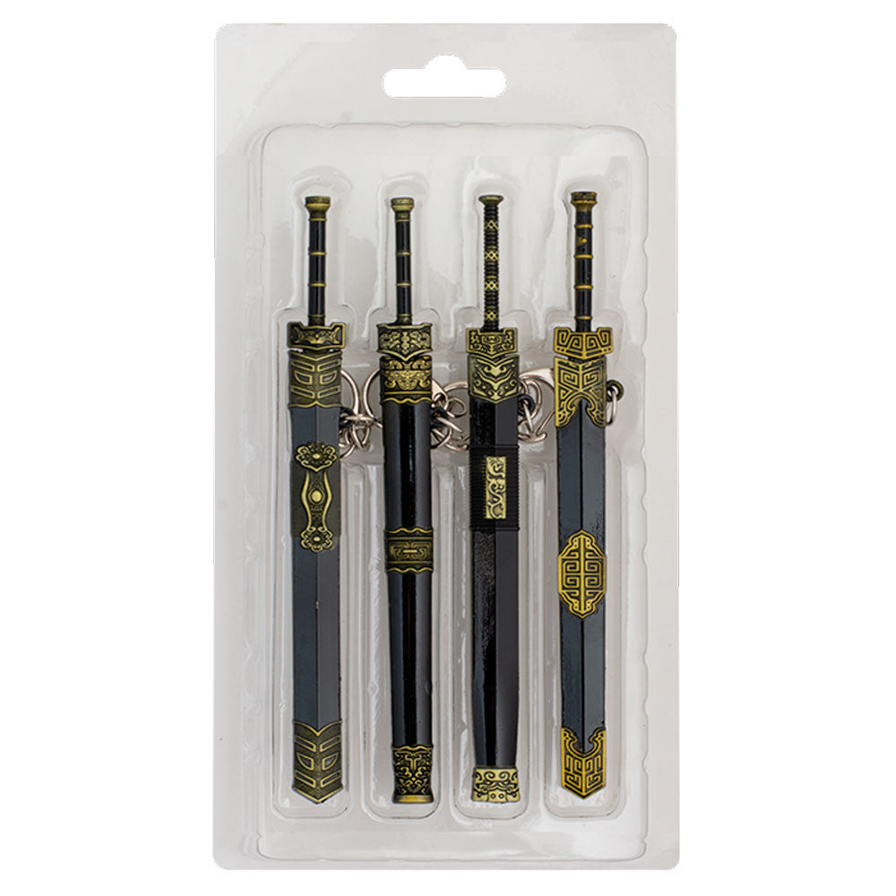 Set de 4 llaveros espadas medievales medianas con vaina