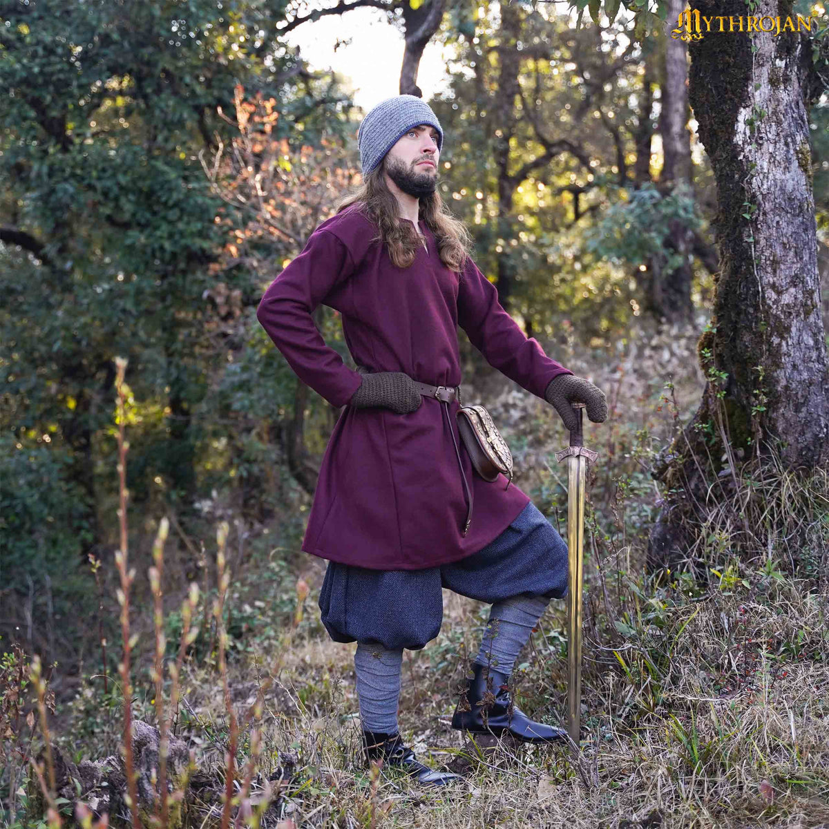 Túnica Vikinga Erik en lana granate