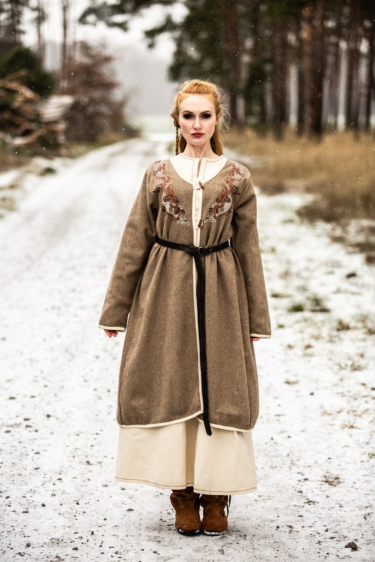 Abrigo vikingo para mujer Birka Skadi, color Arena