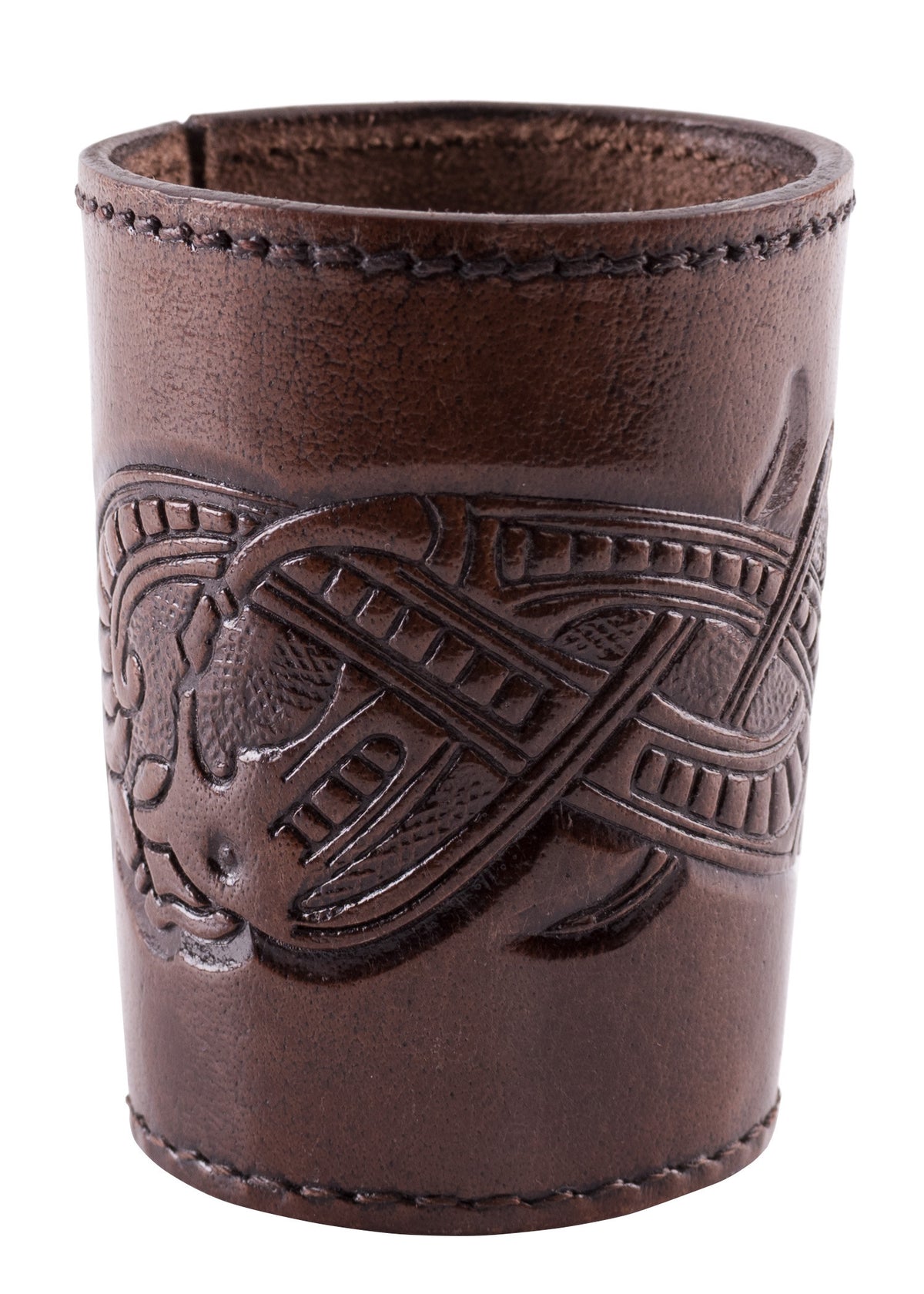 Vaso para dados de cuero negro, diseño Dragón en relieve